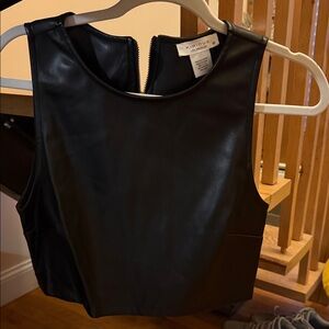 Kimious Black Faux Leather Crop Top